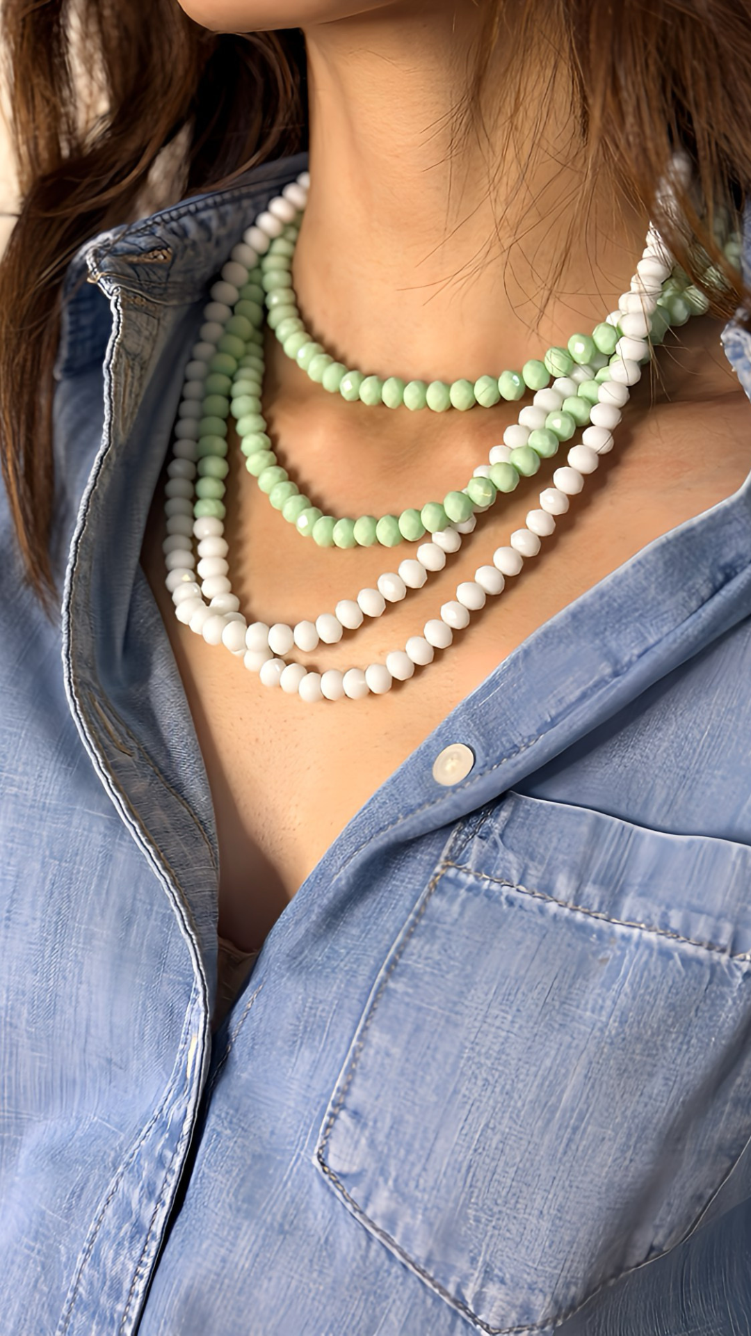 Mint and white beads