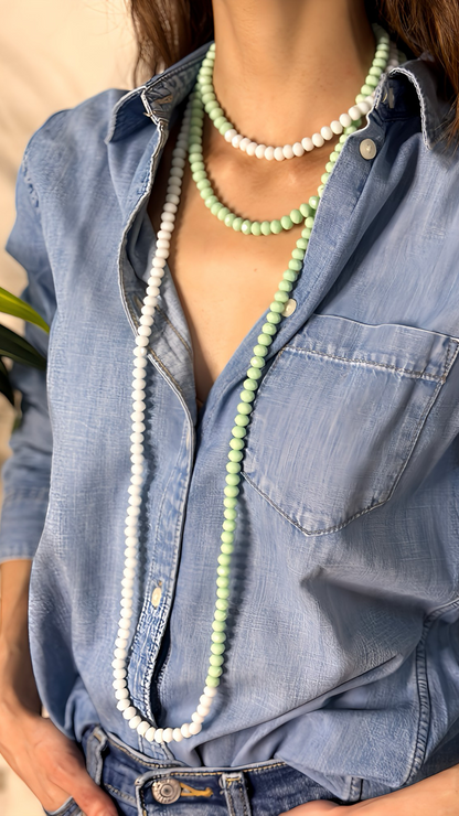 Mint and white beads