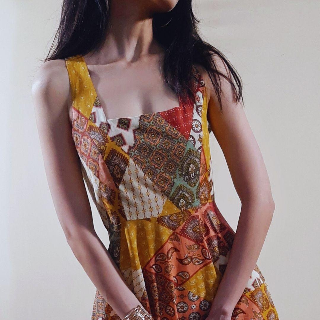 Mustard Patchwork Maxi Dress - boandcostore.com