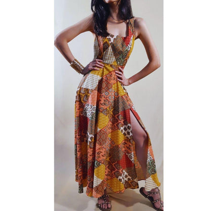 Mustard Patchwork Maxi Dress - boandcostore.com