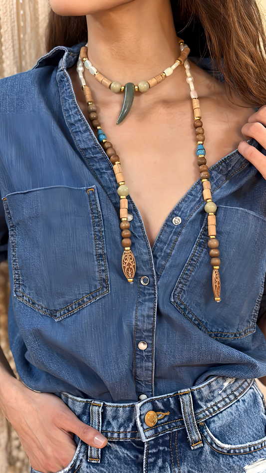 Olive tusk and beads