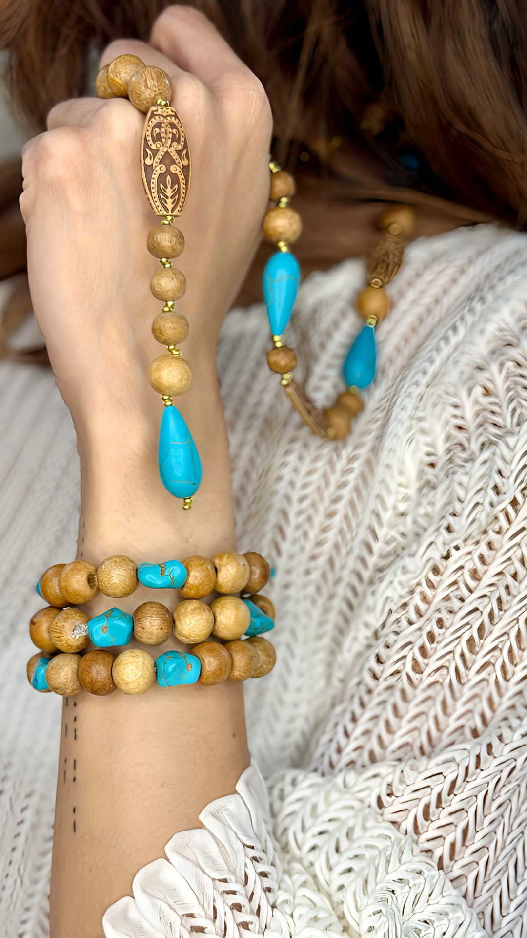 Turquoise with brown beads