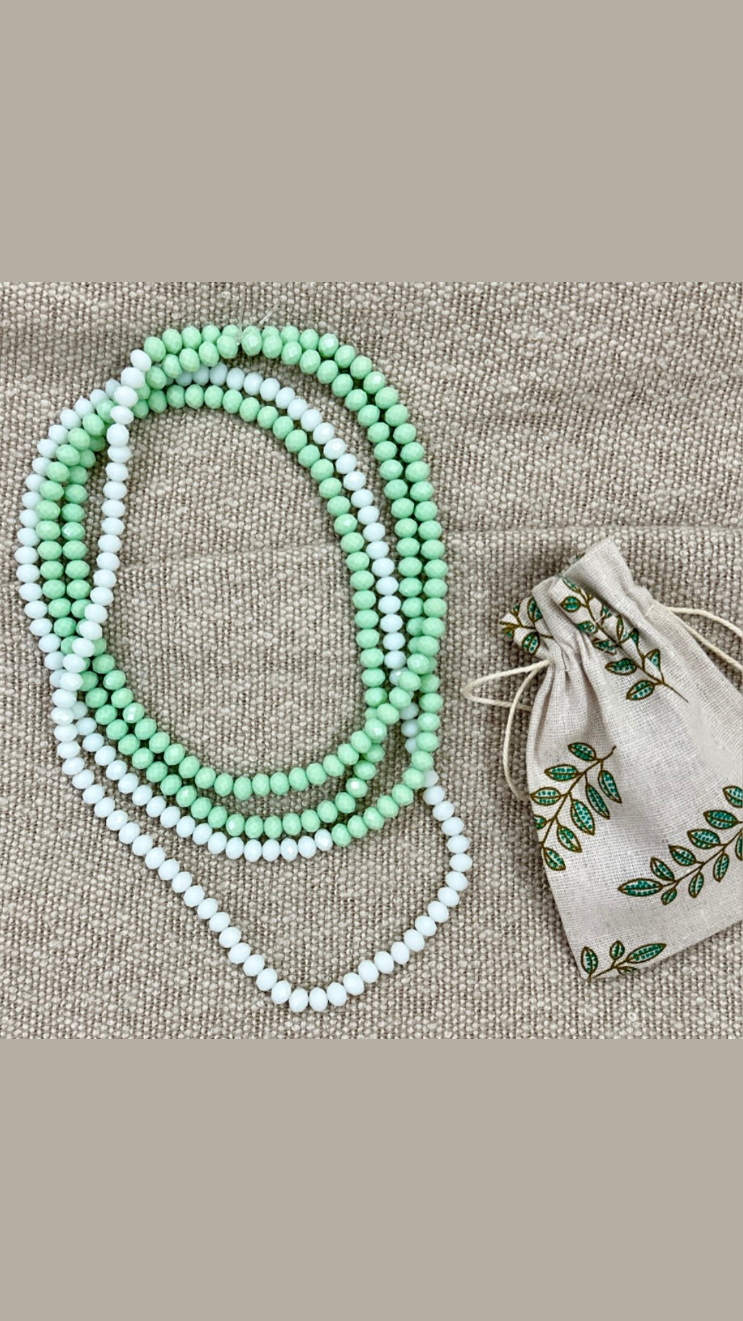 Mint and white beads