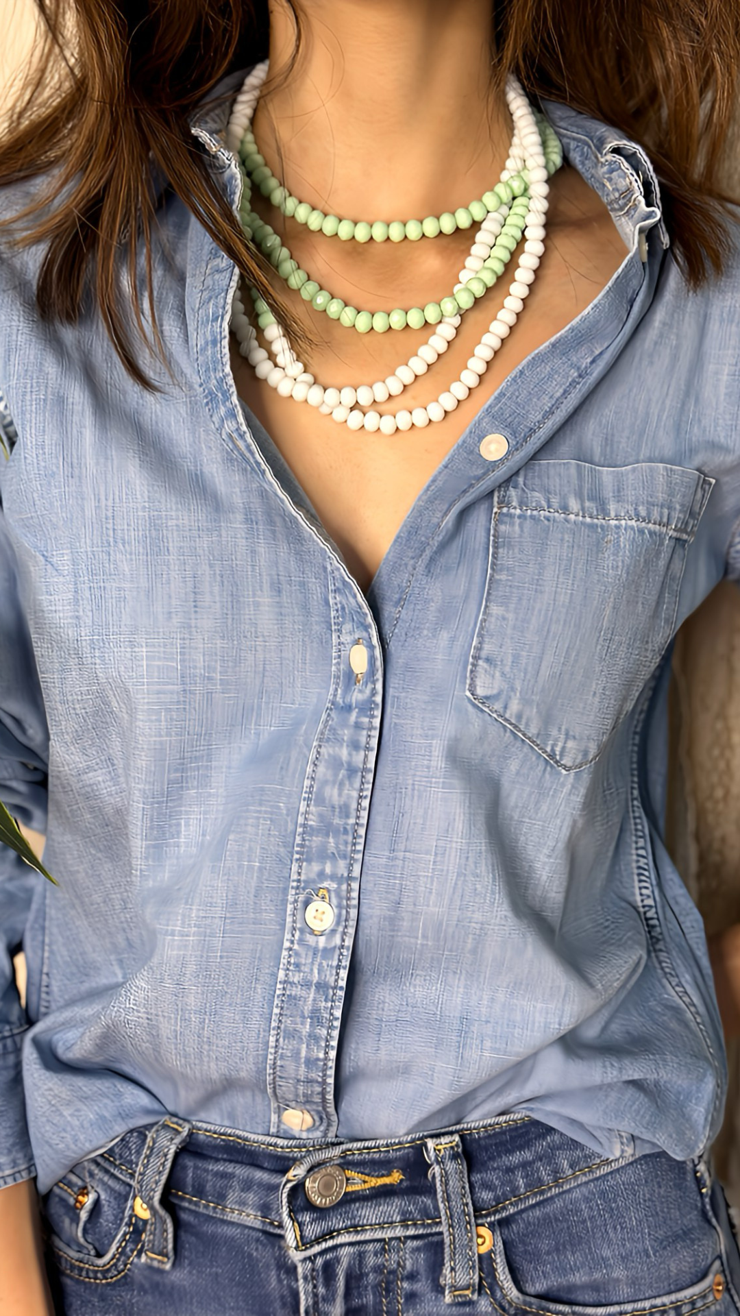 Mint and white beads