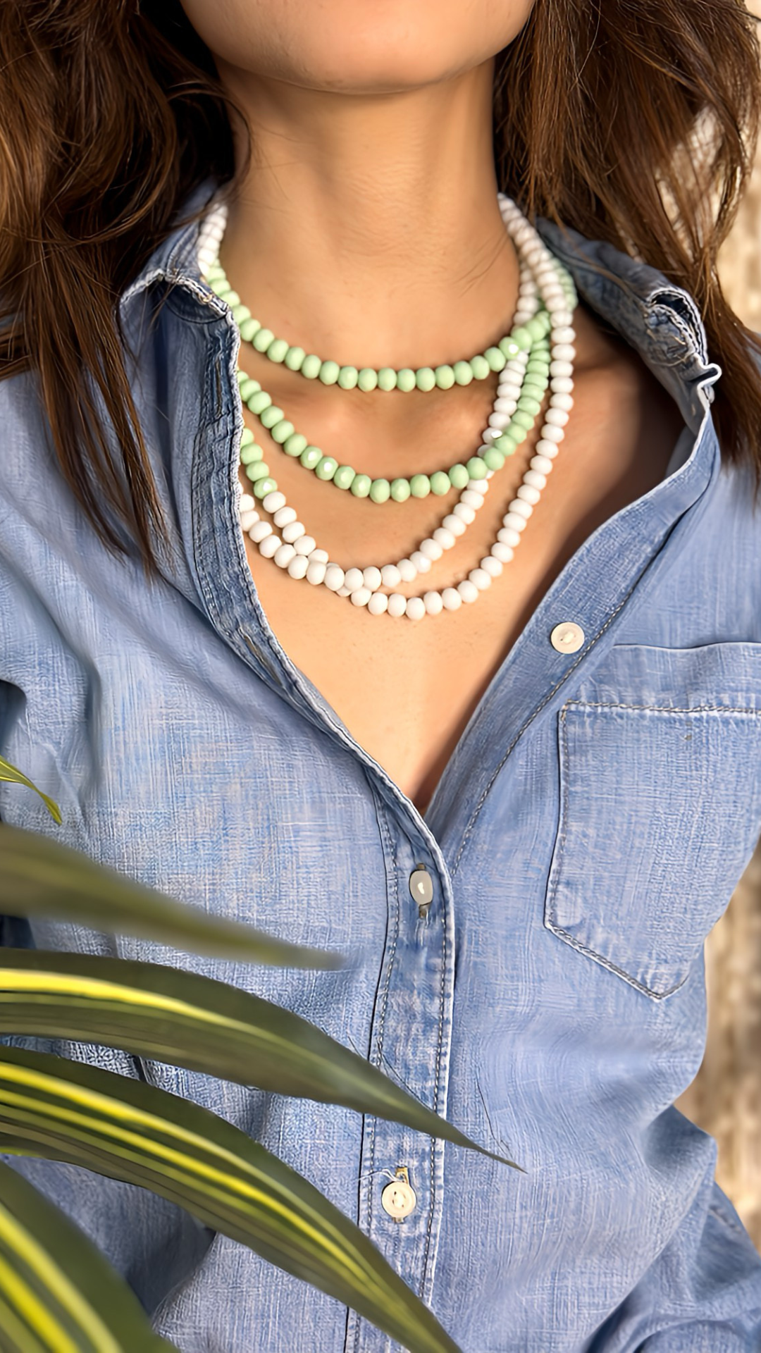 Mint and white beads