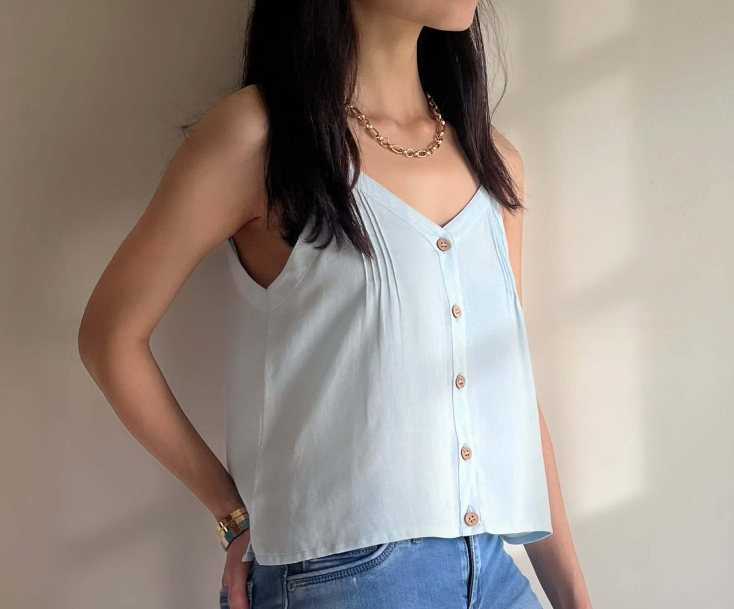 Light Blue Patterned Bella Tops. Custom Size Available.