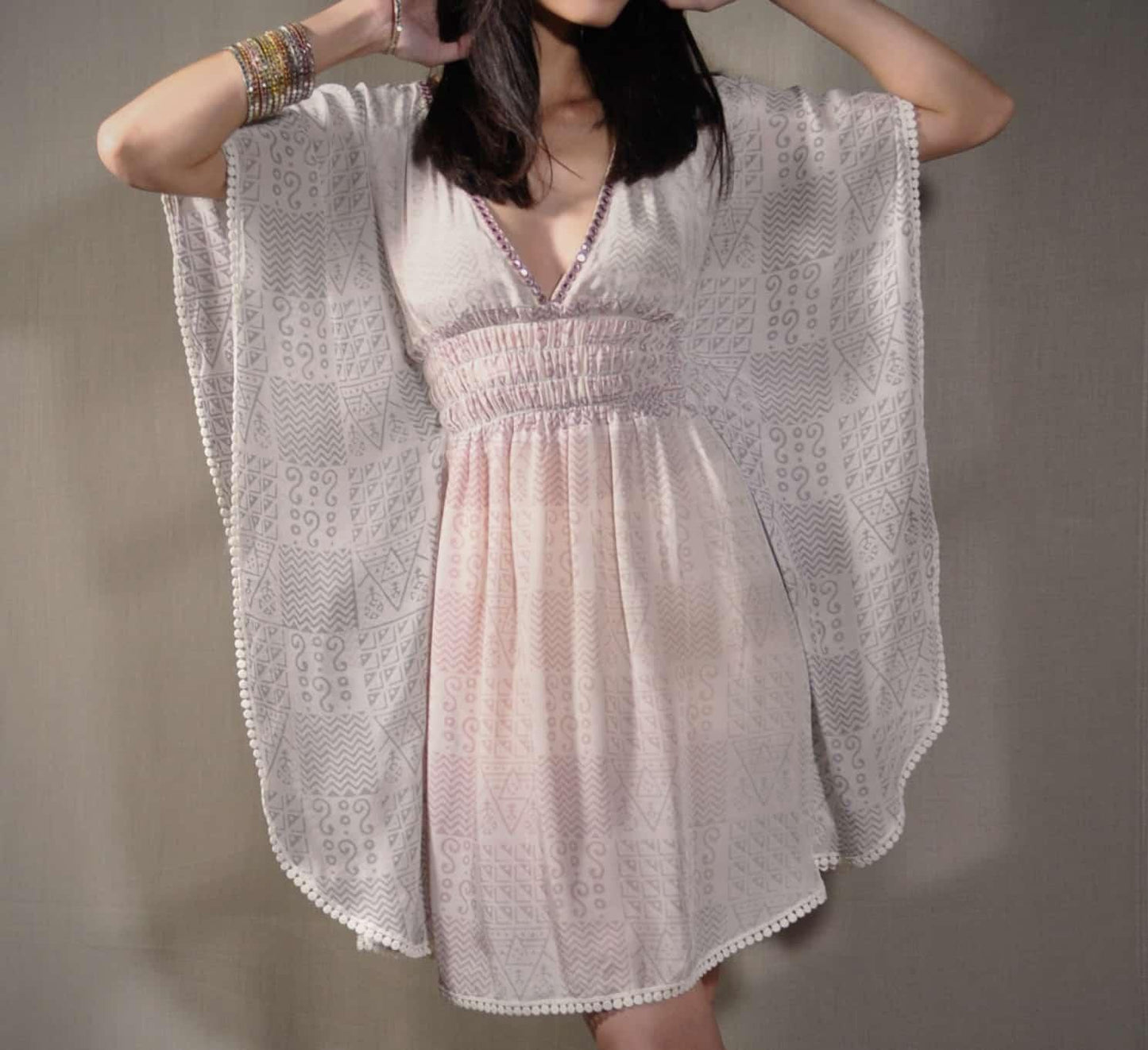 Make a statement in our Bubblegum kaftan short dress from Bo & Co Store. Custom Size Available.